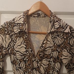 Diane Von Furstenberg Black and Cream Floral Dress